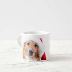 Christmas dog with antler and colourful gifts espresso cup