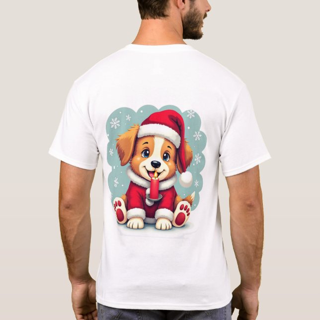 Christmas Dog with Candle design! T-Shirt (Back)