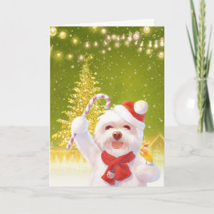 Christmas Dog with Candy Cane Card