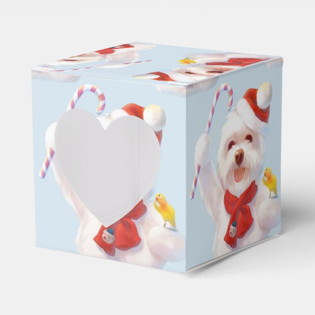 Christmas Dog with Candy Cane Favour Box (Front Side)
