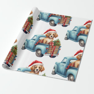 Christmas Dog with Gifts  Wrapping Paper