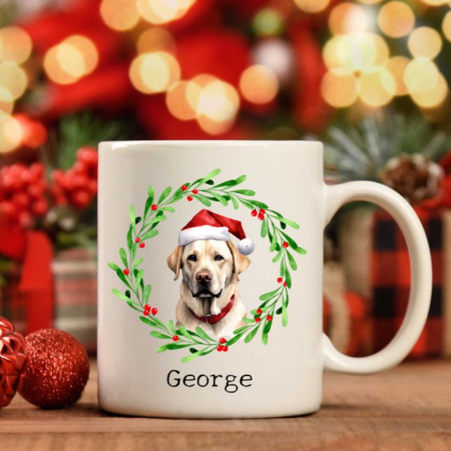 Christmas Dog Yellow Lab Labrador Retriever Santa Coffee Mug (Creator Uploaded)