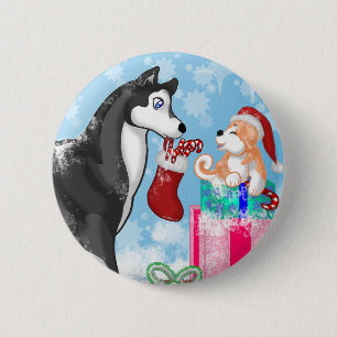 Christmas Doggies! 6 Cm Round Badge