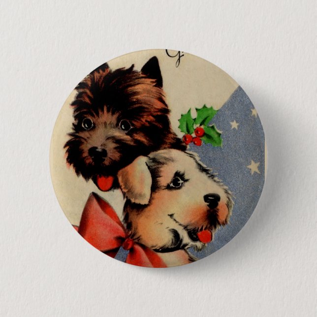Christmas Doggies 6 Cm Round Badge (Front)