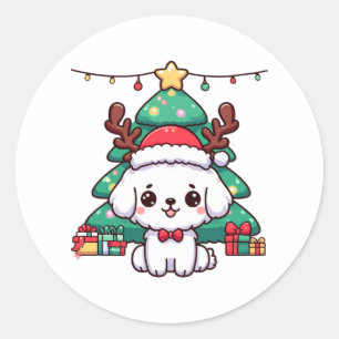 Christmas Doggy - Xmas puppy   Classic Round Sticker