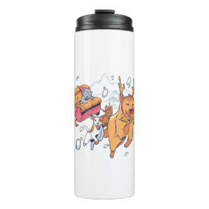 Christmas Dogs and Cat Sled Thermal Tumbler
