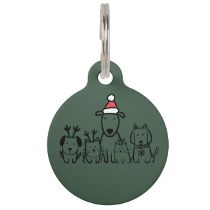 Christmas Dogs and Cats Reindeer Holiday Pet Tag