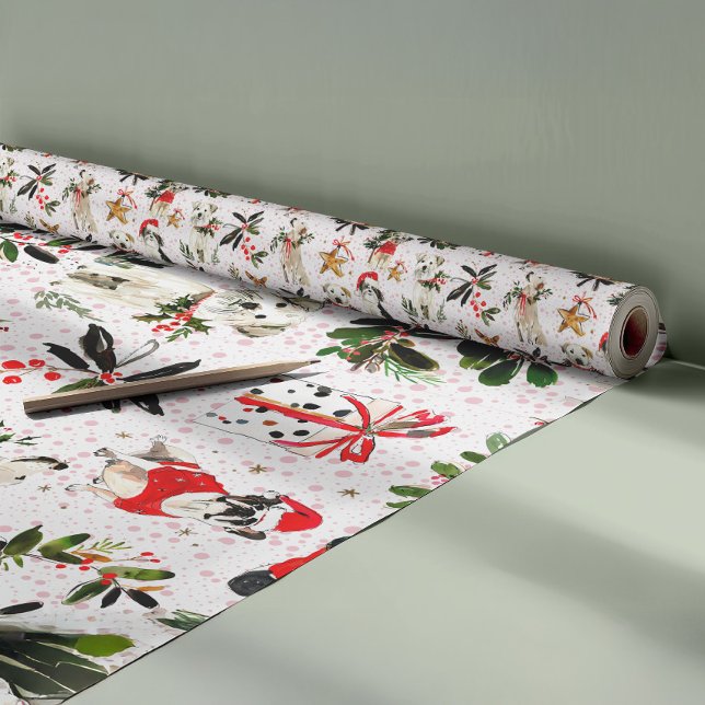 Christmas dogs and greenery pattern wrapping paper (Creator Uploaded)