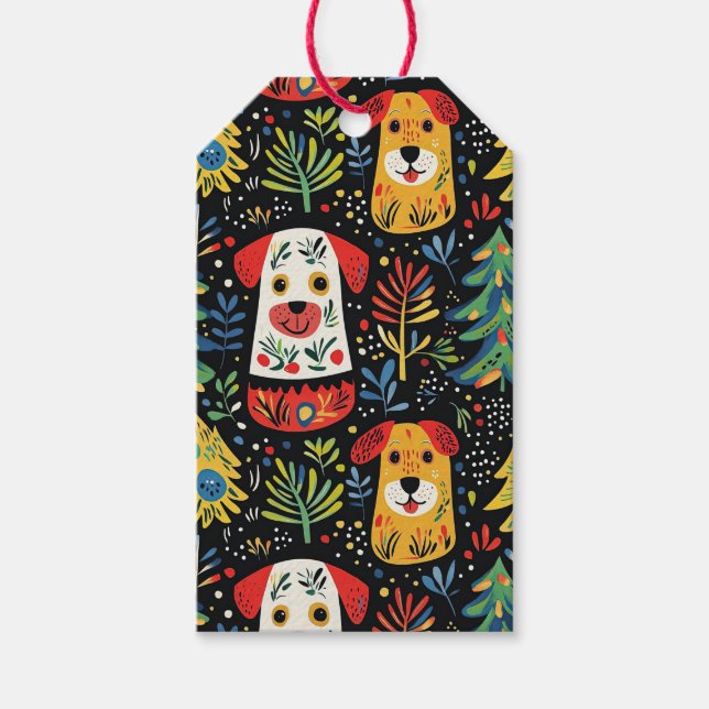 Christmas Dogs Cute Gift Tags (Front)