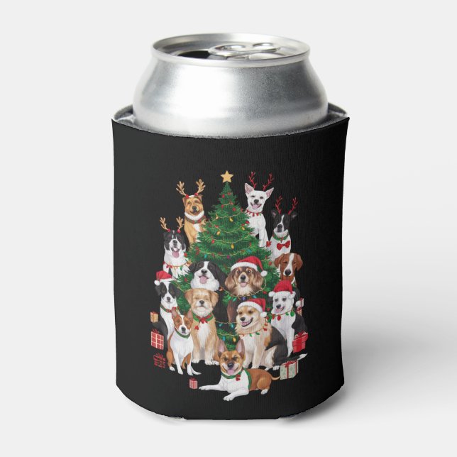 Christmas Dogs Dog Lover Holiday Dog Mum  Can Cooler (Can Front)