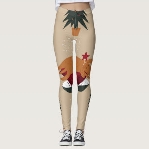 Christmas dogs, festive winter background. leggings