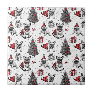 Christmas dogs in art book style sketch ceramic tile