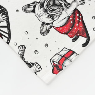 Christmas dogs in art book style sketch fleece blanket