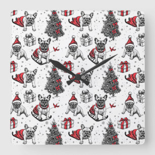 Christmas dogs in art book style sketch square wall clock
