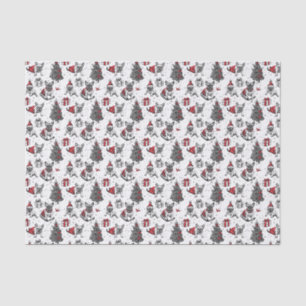 Christmas dogs in art book style sketch tissue paper