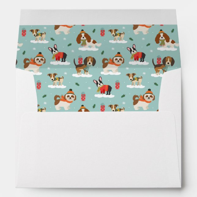 Christmas Dogs in Cosy Scarves Pattern Envelope (Back (Bottom))