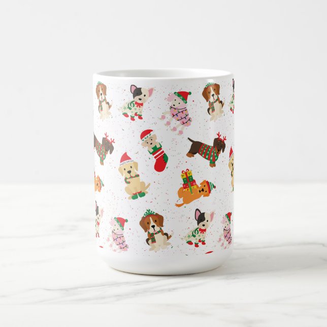 Christmas dogs in hats and sweaters coffee mug (Center)