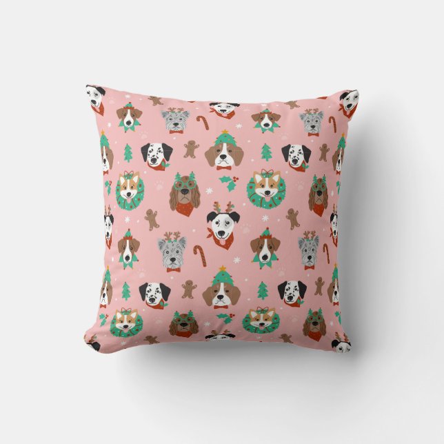 Christmas Dogs in Holiday Accessories Pattern Cushion (Front)