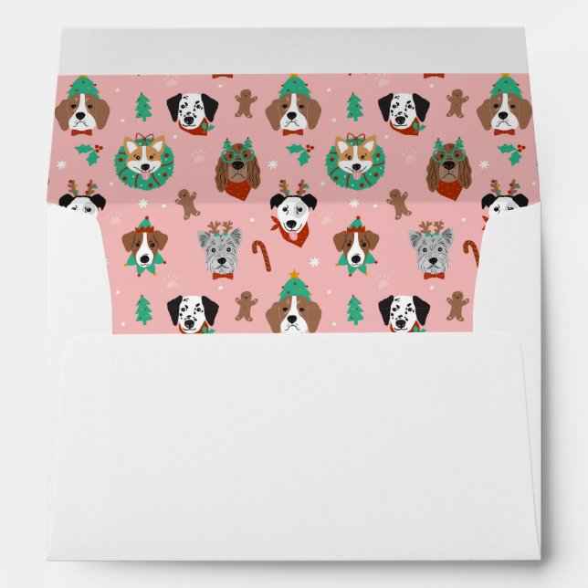 Christmas Dogs in Holiday Accessories Pattern Envelope (Back (Bottom))
