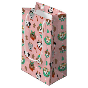Christmas Dogs in Holiday Accessories Pattern Small Gift Bag