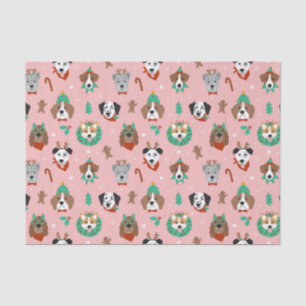 Christmas Dogs in Holiday Accessories Pattern Tissue Paper