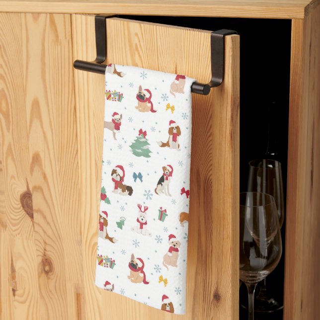 Christmas Dogs in Holiday Accessories Tea Towel (Thirds Fold)