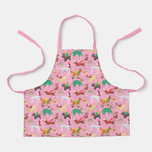 Christmas Dogs in Holiday Outfits Pattern Apron