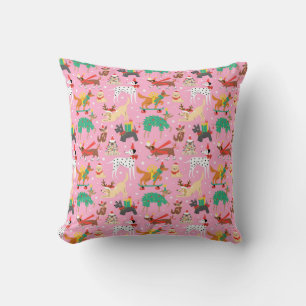 Christmas Dogs in Holiday Outfits Pattern Cushion