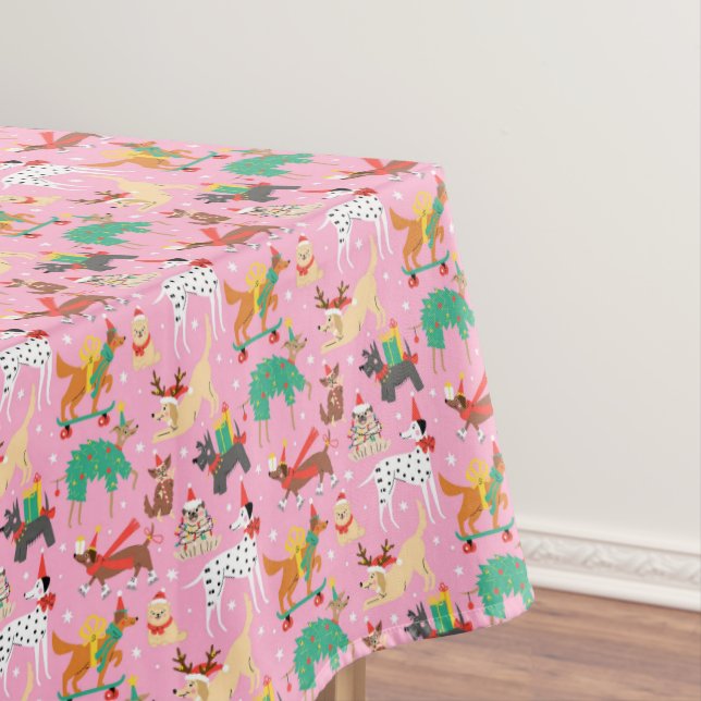 Christmas Dogs in Holiday Outfits Pattern Tablecloth (In Situ)