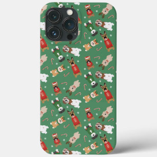Christmas Dogs Pattern Red Green iPhone 13 Pro Max Case