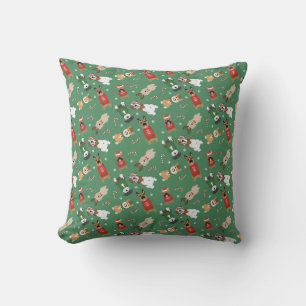Christmas Dogs Pattern Red Green Cushion