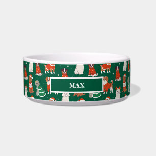 Christmas Dogs Personalised Pet Bowl