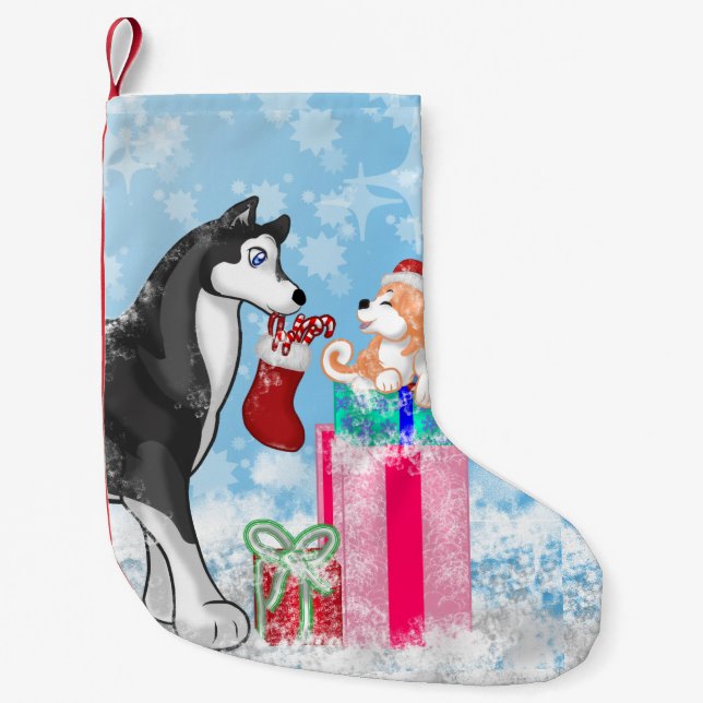 Christmas Dogs! Small Christmas Stocking (Front)