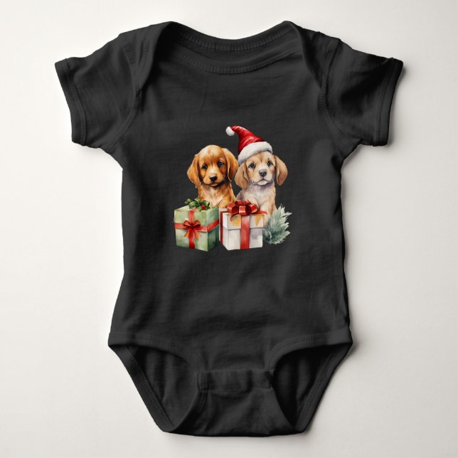 Christmas Dogs With Gifts  Baby Bodysuit (Front)