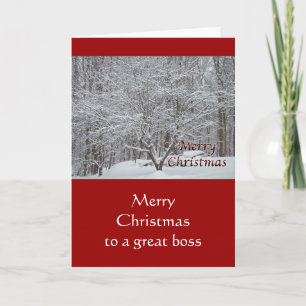 Christmas Dogwood Tree in Snow for Boss Holiday Ca Card