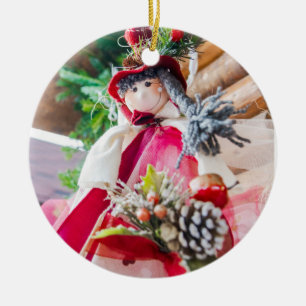 Christmas doll ceramic ornament