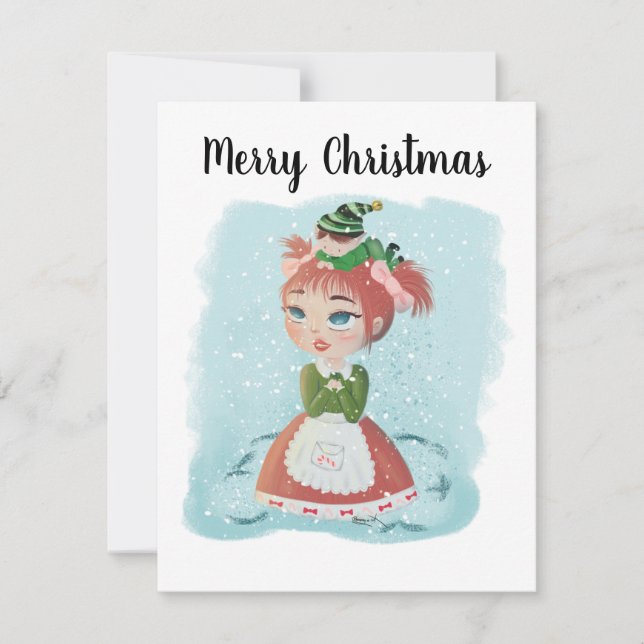 Christmas Doll Customisable Card with Message (Front)