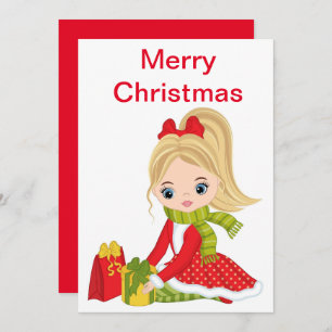 Christmas Doll with Gifts  Holiday Card