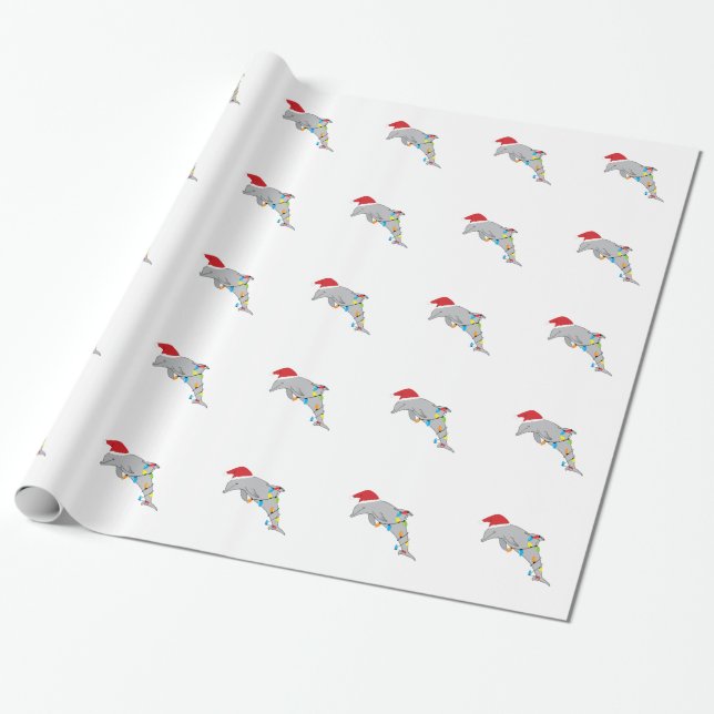 Christmas Dolphin Wrapping Paper (Unrolled)