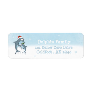 Christmas Dolphins Return Address Label