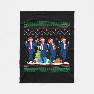 Christmas Donald Trump President 2024 Dancing Funn Fleece Blanket
