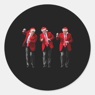 Christmas Donald Trump President Dancing Funny San Classic Round Sticker