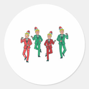Christmas Donald Trumps Dancing Funny Xmas Men Wom Classic Round Sticker