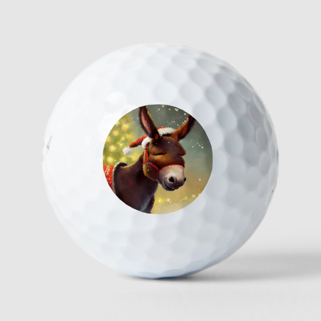 Christmas Donkey (4) Golf Balls (Front)