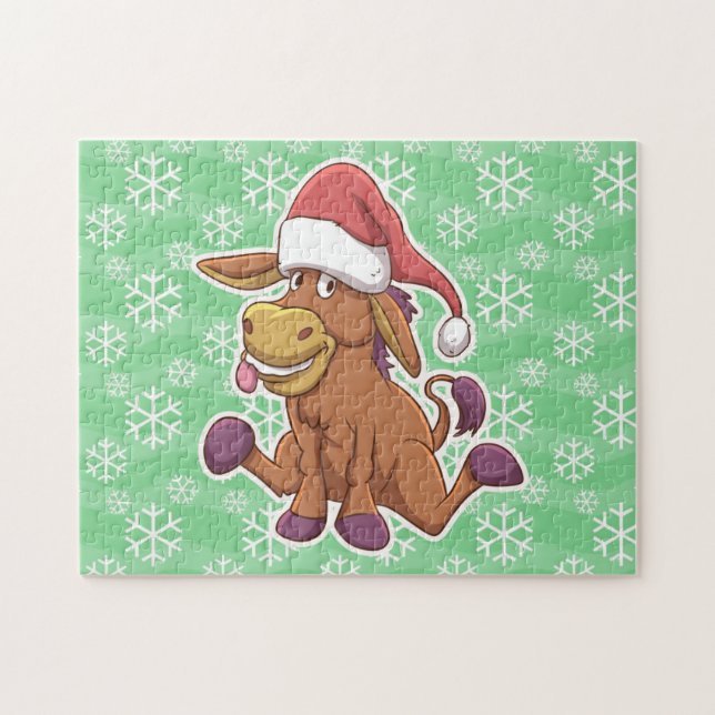 Christmas Donkey Cartoon Jigsaw Puzzle (Horizontal)