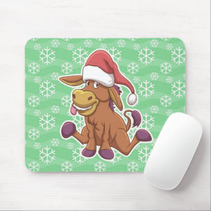 Christmas Donkey Cartoon Mouse Pad