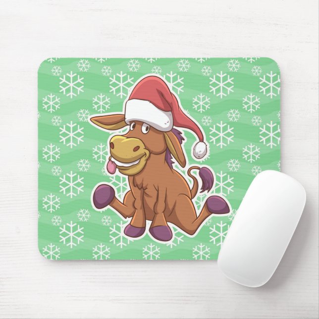 Christmas Donkey Cartoon Mouse Pad (With Mouse)