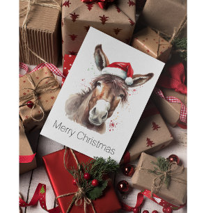 Christmas Donkey, customisable Holiday Card