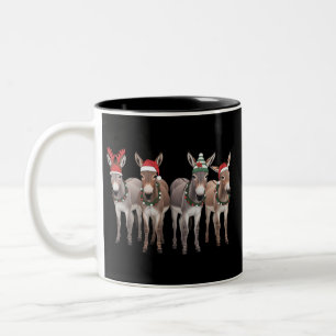 Christmas Donkey Lover Gift Farm Xmas Two-Tone Coffee Mug