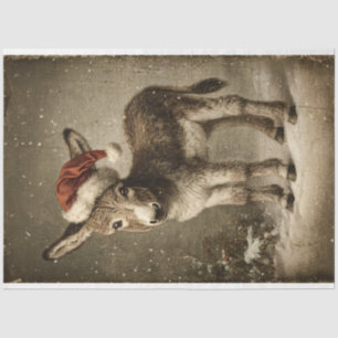 Christmas Donkey Vintage Decoupage Tissue Paper